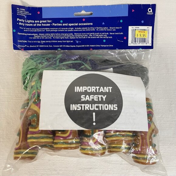 Amscan Tiki Party Lights 10 Blow Mold Style Covers RV Camper Luau Decor 14ft NOS - Picture 4 of 12